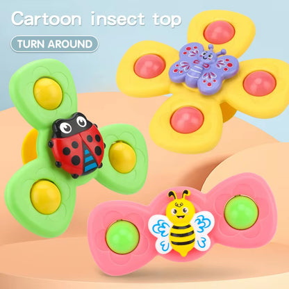 2PCS Set Insect Suction Cup Base Rotating Toy Window Suction Spinner Relief Stress Bath Room Toy for Baby Birthday Gift