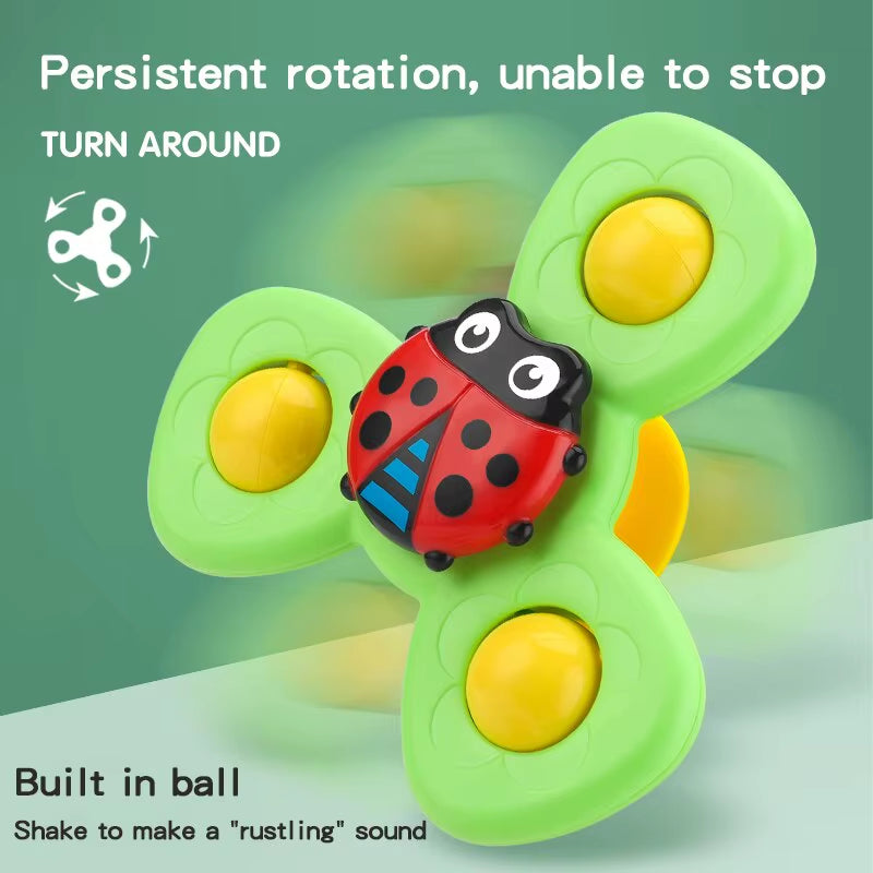 2PCS Set Insect Suction Cup Base Rotating Toy Window Suction Spinner Relief Stress Bath Room Toy for Baby Birthday Gift