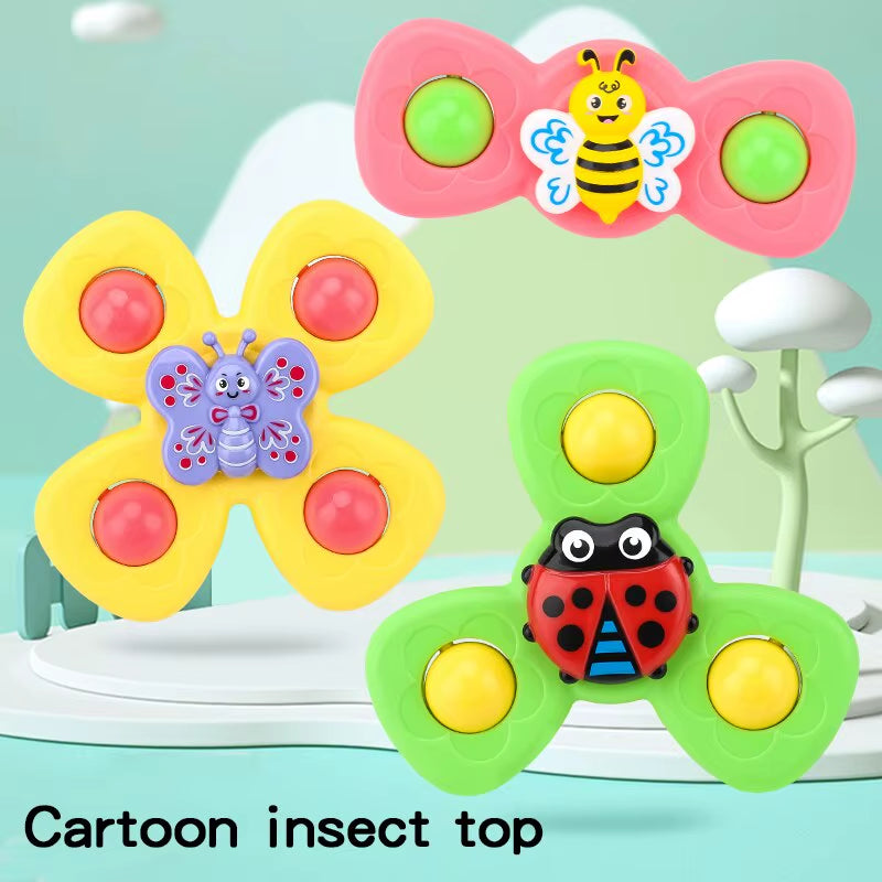 2PCS Set Insect Suction Cup Base Rotating Toy Window Suction Spinner Relief Stress Bath Room Toy for Baby Birthday Gift