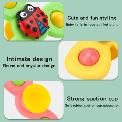 2PCS Set Insect Suction Cup Base Rotating Toy Window Suction Spinner Relief Stress Bath Room Toy for Baby Birthday Gift