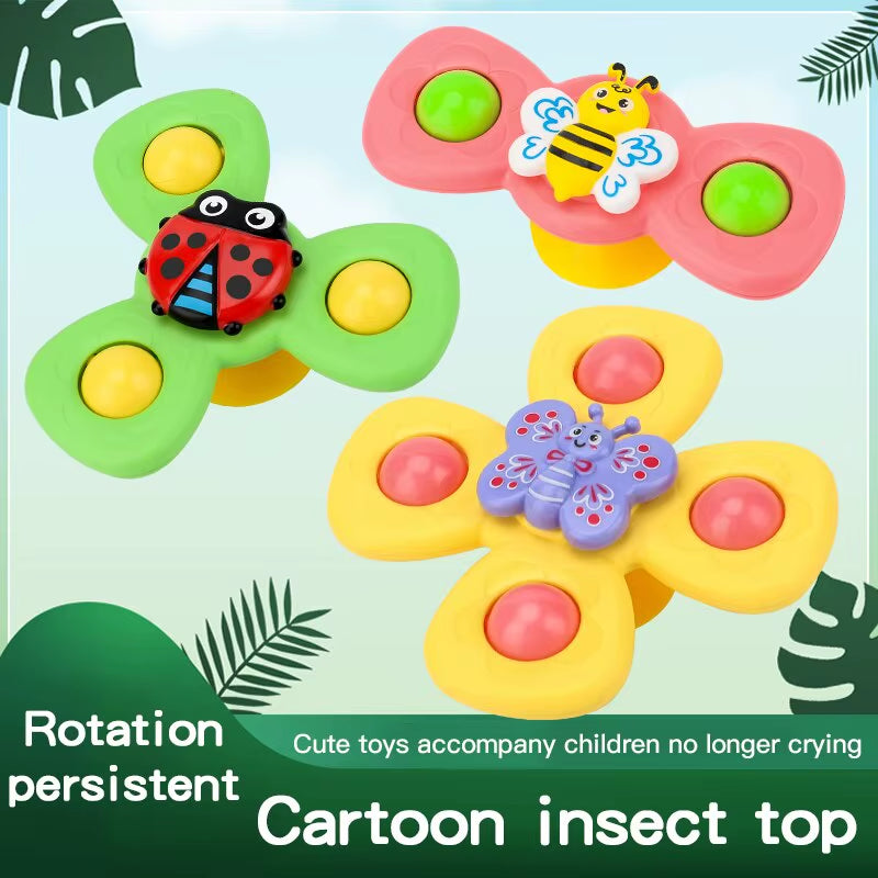 2PCS Set Insect Suction Cup Base Rotating Toy Window Suction Spinner Relief Stress Bath Room Toy for Baby Birthday Gift